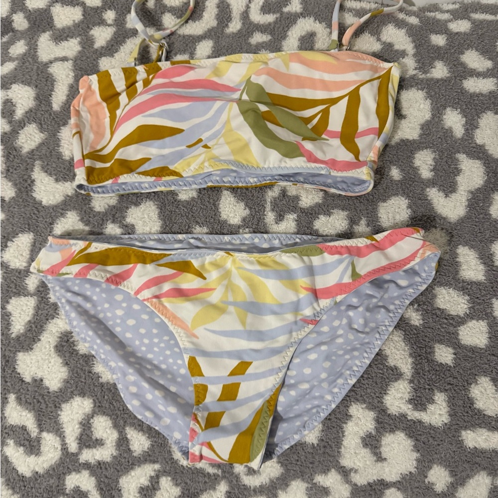 Billabong Swim Bikini Set Medium Reversible Tropic Jungle Multicolor